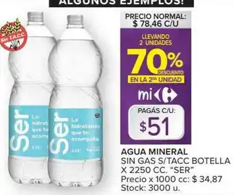 Carrefour Market Agua Mineral Sin Gas S Tacc Botella Ser Llevando 2 Unidad 70% Descuento En La 2da Unidad oferta