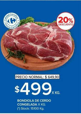 Carrefour Market Bondiola De Cerdo Congelada 20% Descuento oferta