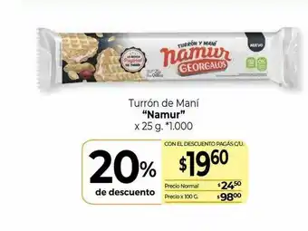 La Anonima Turrón De Maní Namur 20% De Descuento oferta