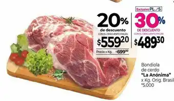 La Anonima Bondiola De Cerdo La Anónima 20% De Descuento oferta