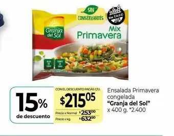 La Anonima Ensalada Primavera Congelada Granja Del Sol 15% De Descuento oferta