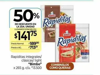 Rapiditas Integrales Clasicas Light Bimbo 50% De Descuento En La 2da Unidad