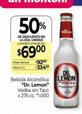 La Anonima Bebida Alcoholica Dr. Lemon Vodka Sin Tacc 50% De Descuento En La 2da Unidad oferta
