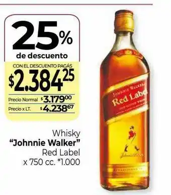La Anonima Whisky Johnnie Walker Red Label 25% De Descuento oferta