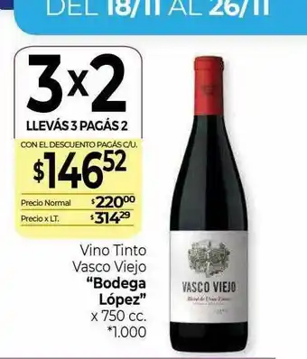 La Anonima Vino Tinto Vasco Viejo Bodega López oferta