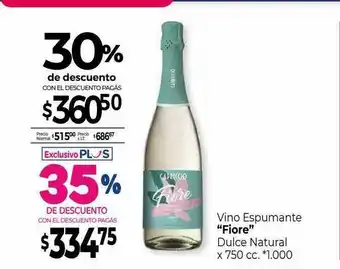 La Anonima Vino Espumante Fiore Dulce Natural 30% De Descuento oferta