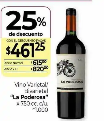 La Anonima Vino Varietal Bivarietal La Poderosa 25% De Descuento oferta