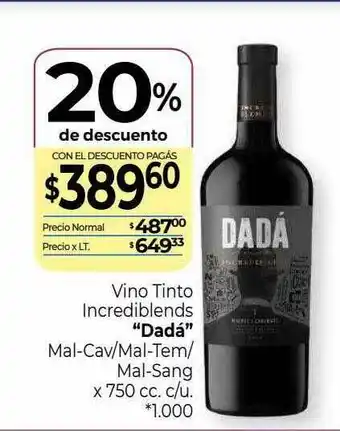 La Anonima Vino Tinto Incrediblends Dadá Mal-cav Mal-tem Mal-sang 20% De Descuento oferta