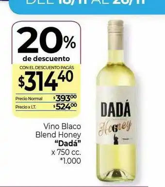 La Anonima Vino Blanco Blend Honey Dadá 20% De Descuento oferta