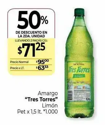 La Anonima Amargo Tres Torres Limón 50% De Descuento En La 2da Unidad oferta