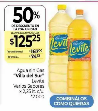 La Anonima Agua Sin Gas Villa Del Sur Levité Varios Sabores 50% De Descuento En La 2da Unidad oferta