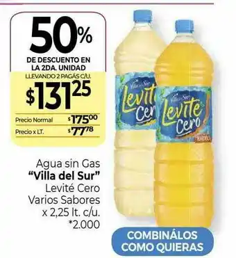 La Anonima Agua Sin Gas Villa Del Sur Levité Cero Varios Sabores 50% De Descuento En La 2da Unidad oferta