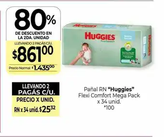 La Anonima Pañal Rn Huggies Flexi Comfort Mega Pack 80% De Descuento En La 2da Unidad oferta