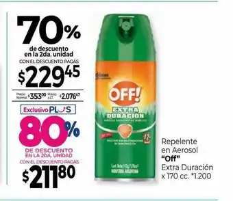 La Anonima Repelente En Aerosol Off Extra Duración 70% De Descuento En La 2da Unidad oferta