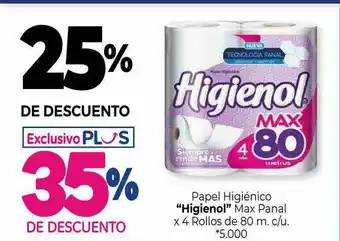 La Anonima Papel Higiénico Higienol Max Panal X 4 Rollos 25% De Descuento oferta