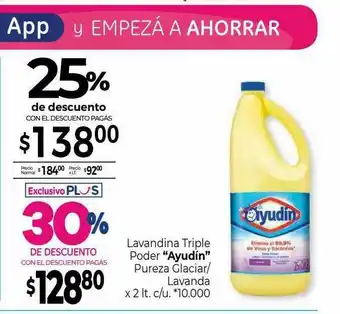 La Anonima Lavandina Triple Poder Ayudin Pureza Glaciar Lavanda 25% De Descuento oferta