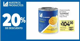 La Anonima Choclo Amarillo En Granos La Anonimas oferta