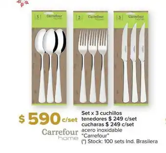 Carrefour Set X 3 Cuchillos Tenedores Cucharas Acero Inoxidable Carrefour oferta