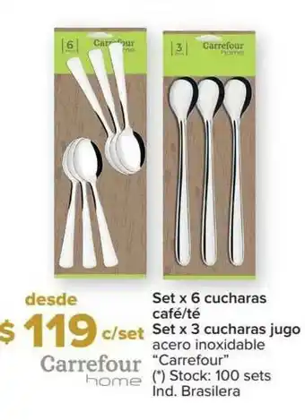 Carrefour Set X 6 Cucharas Café Té Set X 3 Cucharas Jugo Acero Inoxidable Carrefour oferta