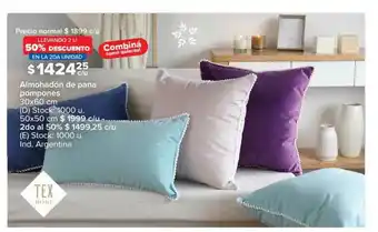 Carrefour Almohadón De Pana Pompones Tex Home Llevando 2 Unidades 50% Descuento En La 2da Unidad oferta