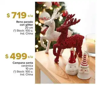 Carrefour Reno Parado Con Glitter 20 Cm Campana Santa Cerámica 10 Cm oferta