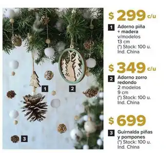 Carrefour Adorno Piña + Madera Adorno Zorro Redondo Guirnalda Piñas Y Pompones oferta
