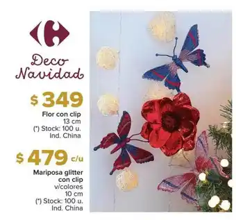 Carrefour Flor Con Clip 13 Cm Mariposa Glitter Con Clip V Colores 10 Cm oferta