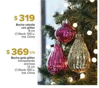 Carrefour Bocha Cebolla Con Glitter 8 Cm Bocha Gota Glitter 12 Cm oferta