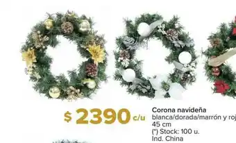 Carrefour Corona Navideña Blanca Dorada Marrón Y Rojo 45 Cm oferta