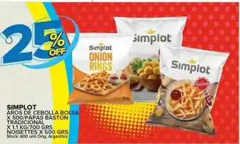 Carrefour Maxi Simplot Aros De Cebolla Bolsa Papas Baston Traidicional Noisettes oferta