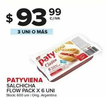Carrefour Maxi Patyviena Salchicha Flow Pack X 6 Uni oferta
