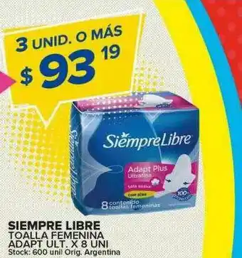 Carrefour Maxi Siempre Libre Toalla Femenina Adapt Ult. oferta