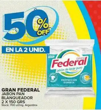 Carrefour Maxi Gran Federal Jabon Pan Blanqueador 50% Off En La 2 Unid. oferta