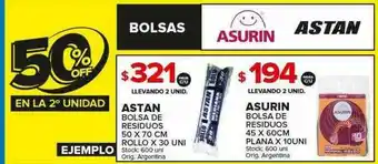Carrefour Maxi Astan Bolsa De Residuos 50 X 70 Cm Rollo 50% Off En La 2° Unidad Asurin Bolsa De Residuos 45 X 60cm Plana 50% En La 2° Unidad oferta