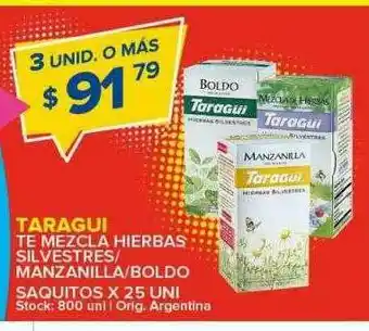 Carrefour Maxi Taragui Te Mezcla Hierbas Silvertres Manzanilla Boldo Saquitos oferta
