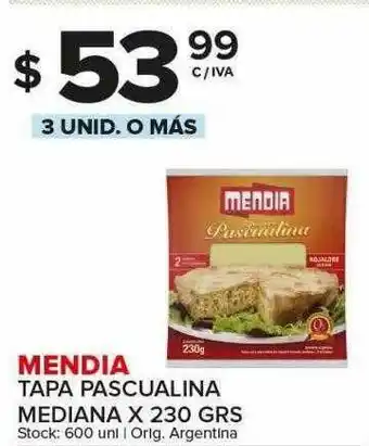 Carrefour Maxi Mendia Tapa Pascualina Mediana oferta