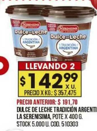 Coto Dulce De Leche Tradición Argentina La Serenisima oferta