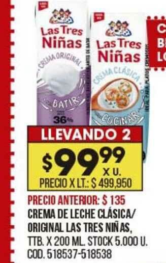 Coto Crema De Leche Clásica Original Las Tres Niñas oferta