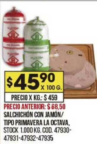 Coto Salchichón Con Jamón Tipo Primavera La Octava oferta