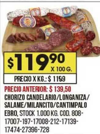 Coto Chorizo Candelario Longaniza Salame Milancito Cantimpalo Ebro oferta