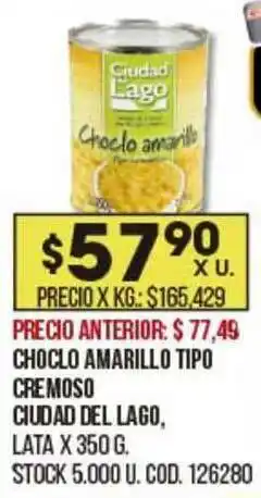 Coto Choclo Amarillo Tipo Cremoso Ciudad De Lago oferta