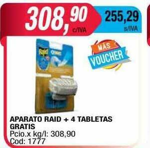 Maxiconsumo Aparato Raid + 4 Tabletas Gratis oferta