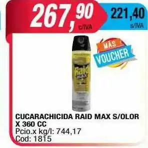 Maxiconsumo Cucarachicida Raid Max S Olor oferta
