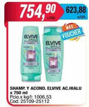 Maxiconsumo Shamp. Y Acond. Elvive Ac. Hialu oferta