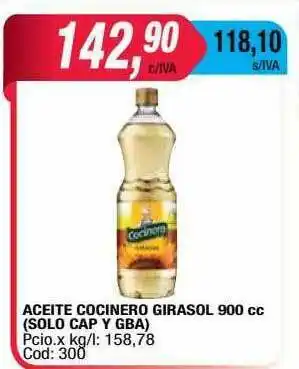 Maxiconsumo Aceite Cocinero Girasol 900 Cc oferta