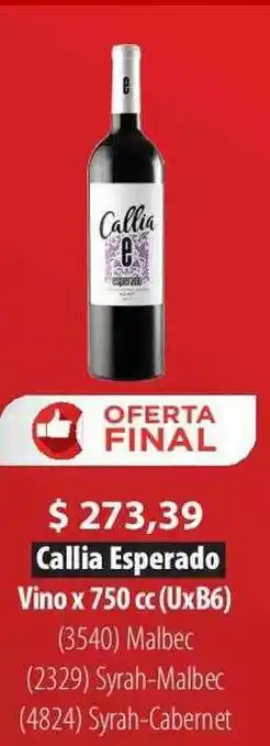 Parodi Callia Esperado Vino oferta