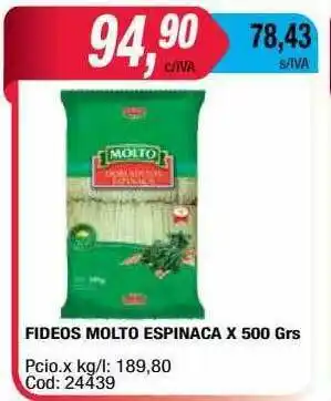 Maxiconsumo Fideos Molto Espinaca oferta