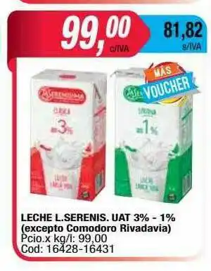 Maxiconsumo Leche L. Serenis. Uat 3% - 1% oferta