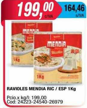 Maxiconsumo Ravioles Mendia Ric Esp oferta