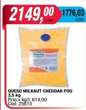 Maxiconsumo Queso Milkaut Cheddar Pou oferta